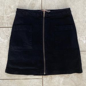 Highway Jeans Black Cotton Jean Skirt Zip Front